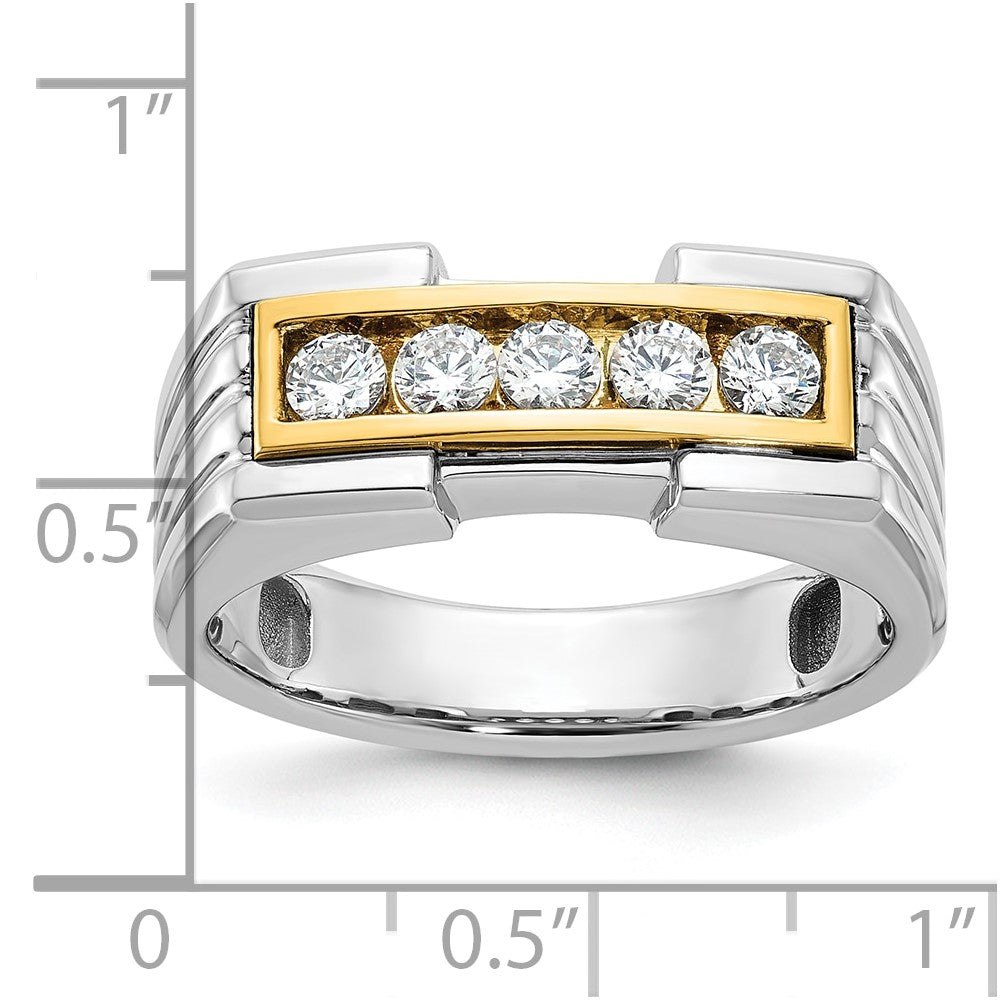 IBGoodman 14k Two-tone Men's Polished and Grooved 5-Stone Ring Mounting