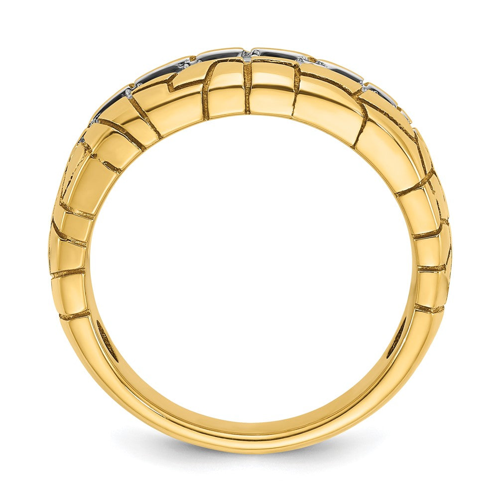IBGoodman 14k Men's Polished and Nugget Texture 7-Stone 1 Carat AA Quality Diamond Ring