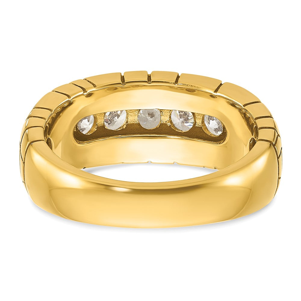 IBGoodman 14k Men's Polished and Nugget Texture 7-Stone 1 Carat AA Quality Diamond Ring