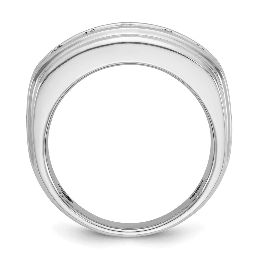 14k White Gold IBGoodman Men's Polished and Grooved Ring Mounting