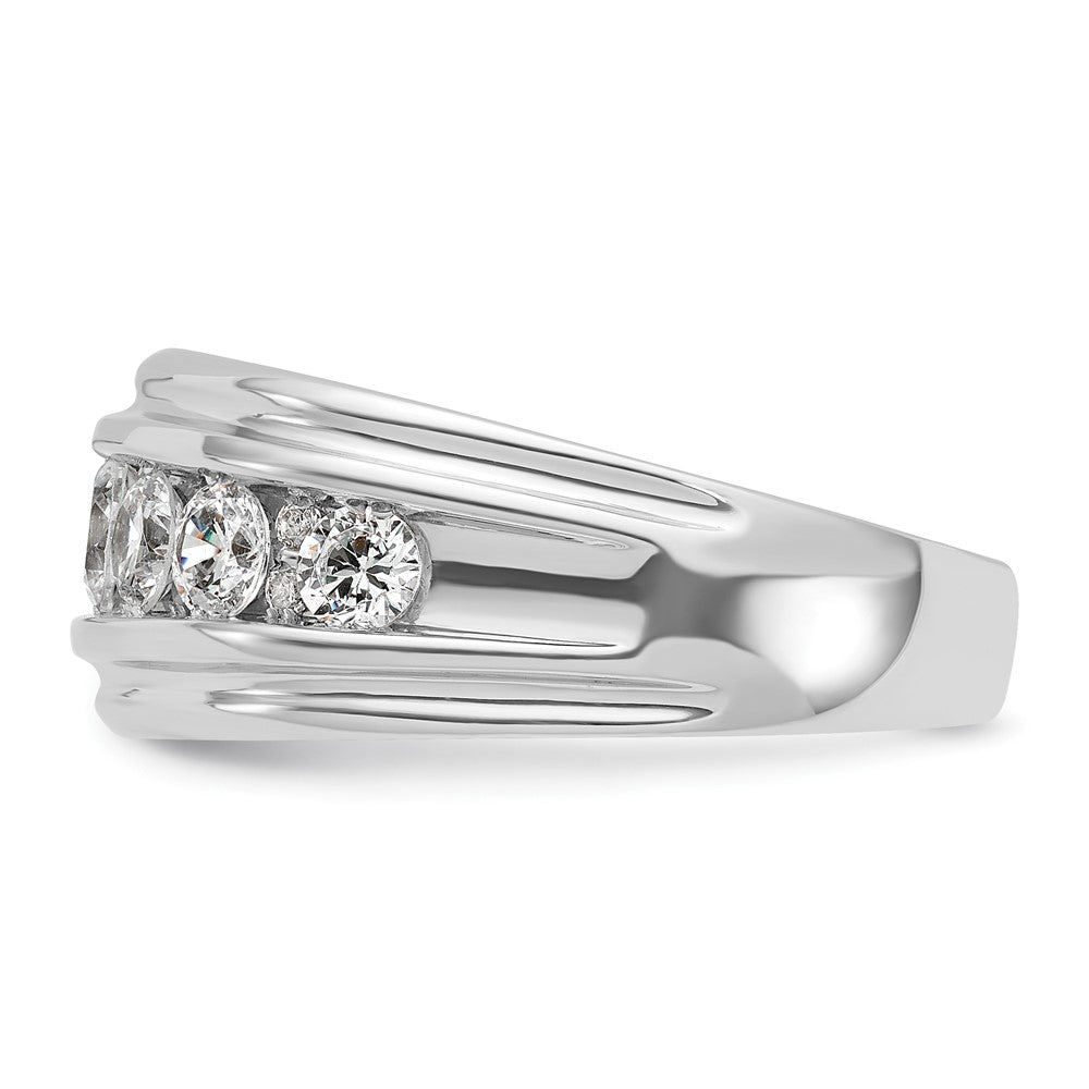 IBGoodman 14k White Gold Men's Polished and Grooved 2 Carat AA Quality Diamond Ring