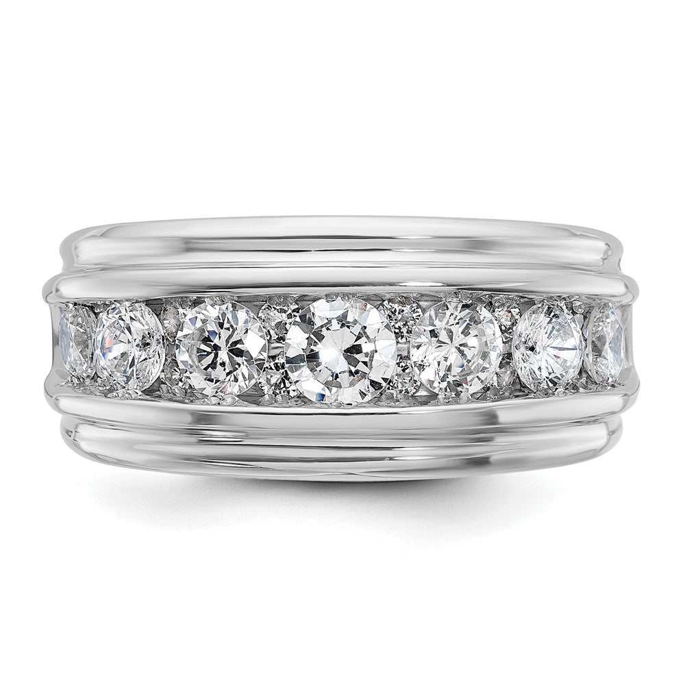 14k White Gold IBGoodman Men's Polished and Grooved Ring Mounting