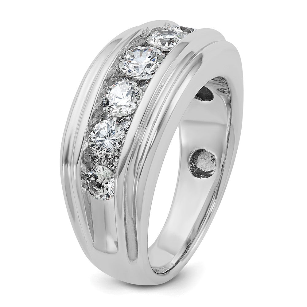 IBGoodman 14k White Gold Men's Polished and Grooved 2 Carat AA Quality Diamond Ring