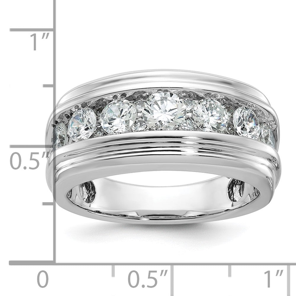 IBGoodman 14k White Gold Men's Polished and Grooved 2 Carat AA Quality Diamond Ring