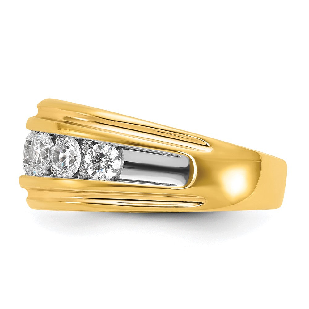 IBGoodman 14k with White Rhodium Men's Polished and Grooved 2 Carat AA Quality Diamond Ring