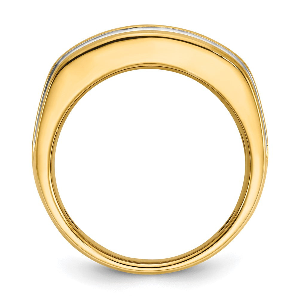 14k IBGoodman Men's Polished and Grooved 2-Row Ring Mounting