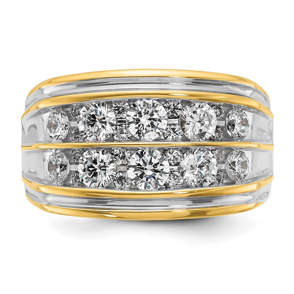 14k IBGoodman Men's Polished and Grooved 2-Row Ring Mounting
