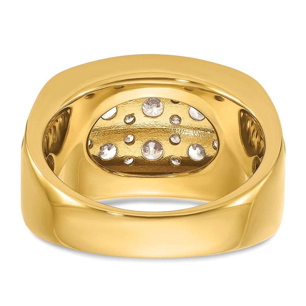 IBGoodman 14k with White Rhodium Men's Polished and Grooved 2-Row 2 Carat AA Quality Diamond Ring