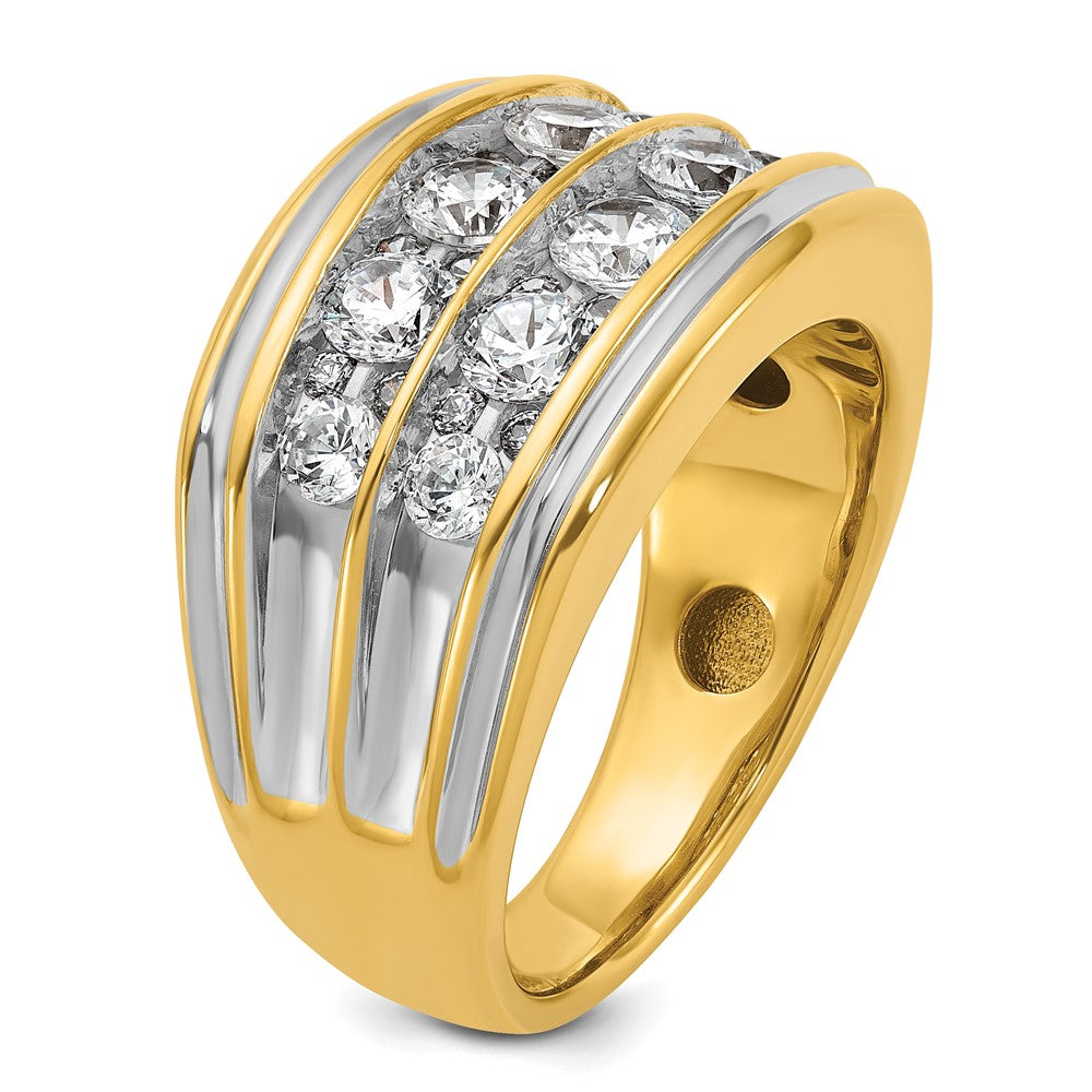 14k IBGoodman Men's Polished and Grooved 2-Row Ring Mounting
