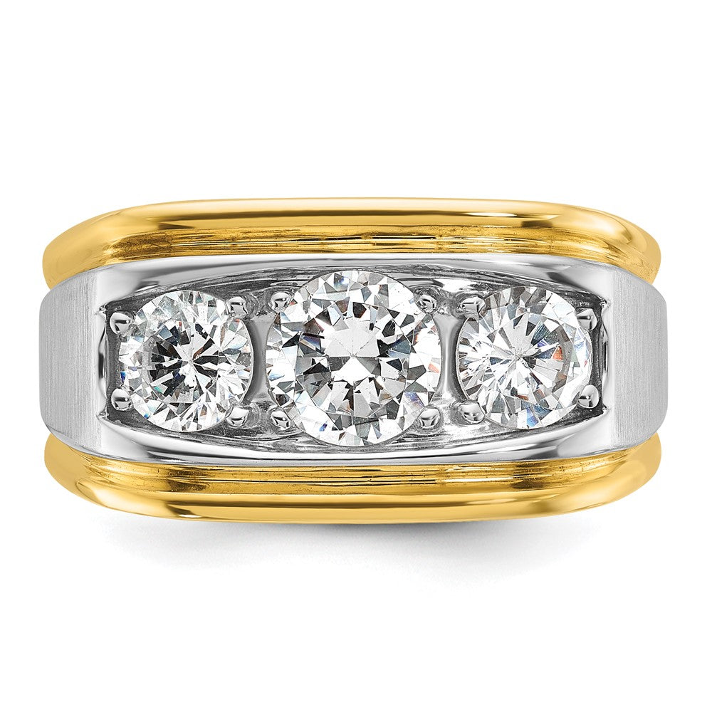 IBGoodman 14k Two-tone Men's Polished and Satin 3-Stone Ring Mounting