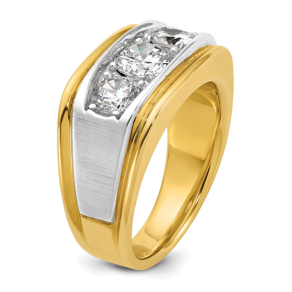 IBGoodman 14k Two-tone Men's Polished and Satin 3-Stone Ring Mounting
