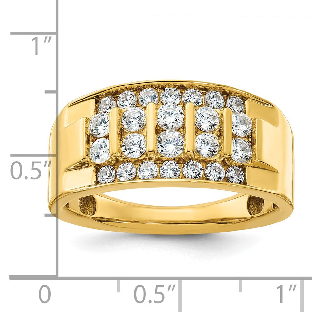 IBGoodman 14k Men's Polished 4-Row 1 Carat AA Quality Diamond Ring