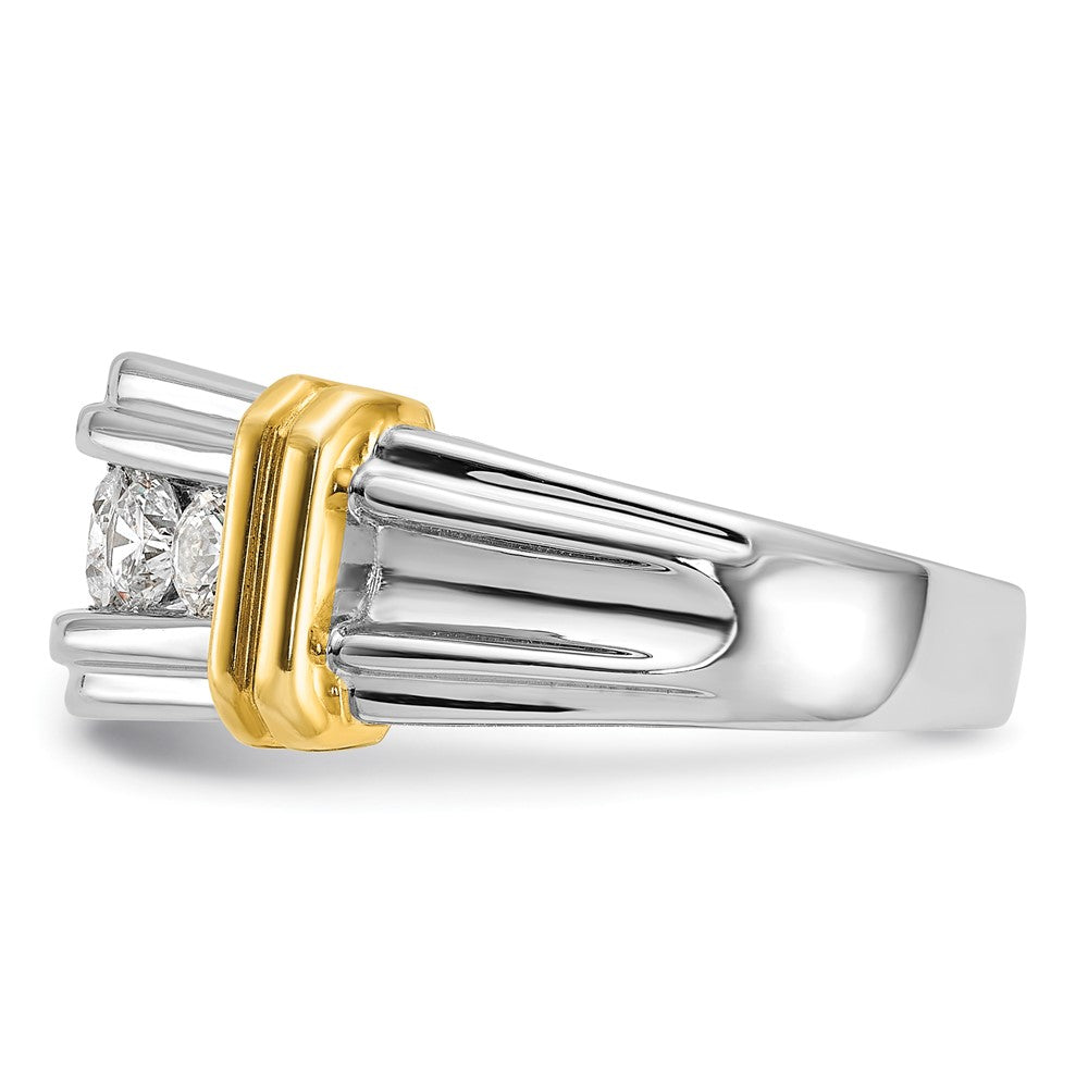 IBGoodman 14k Two-tone Men's Polished and Grooved 5-Stone 1 Carat AA Quality Diamond Ring