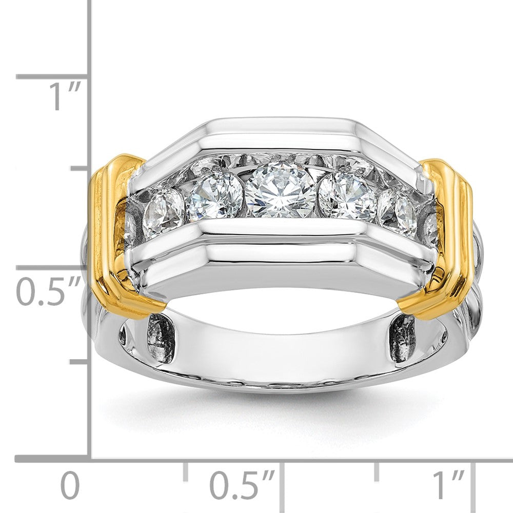 IBGoodman 14k Two-tone Men's Polished and Grooved 5-Stone 1 Carat AA Quality Diamond Ring