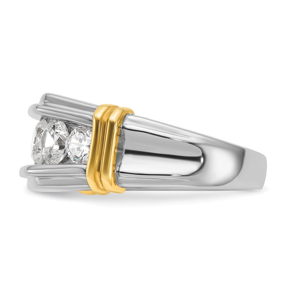 IBGoodman 14k Two-tone Men's Polished and Grooved 5-Stone Ring Mounting