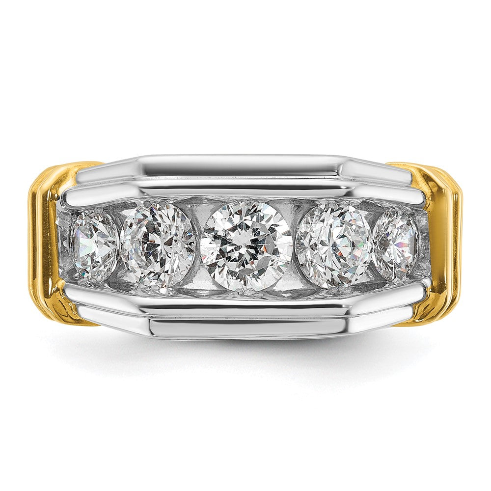 IBGoodman 14k Two-tone Men's Polished and Grooved 5-Stone Ring Mounting