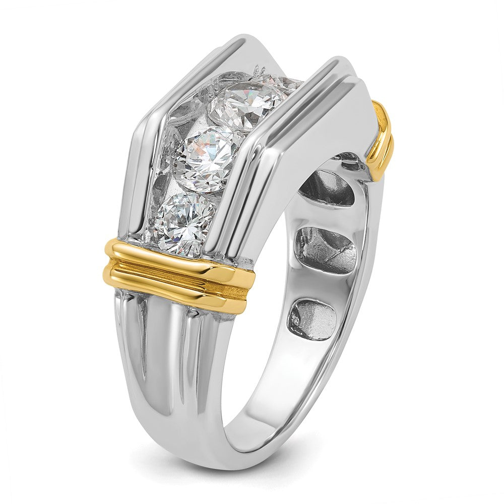 IBGoodman 14k Two-tone Men's Polished and Grooved 5-Stone Ring Mounting