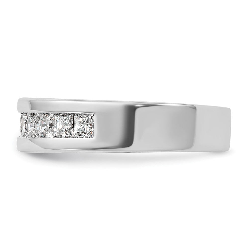 IBGoodman 14k White Gold Men's Polished Square 11-Stone 1 Carat AA Quality Diamond Ring
