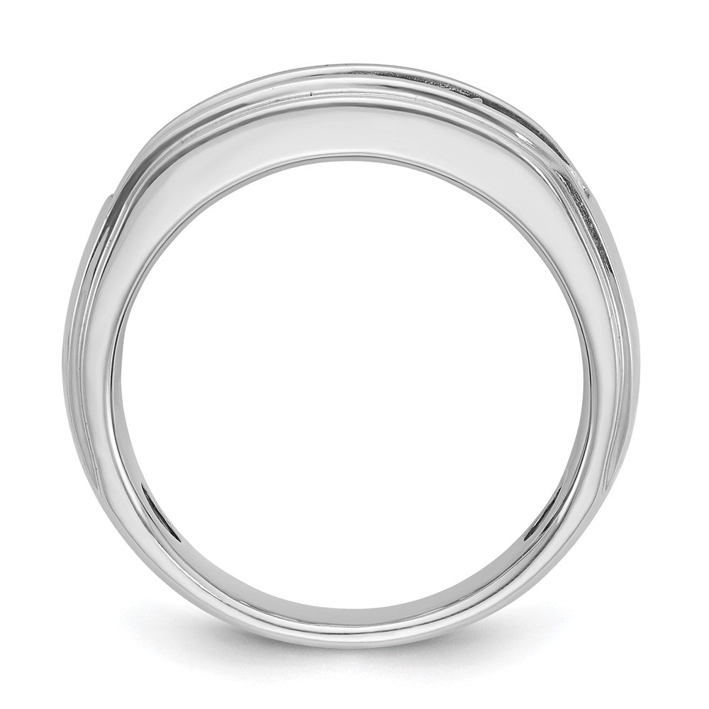 IBGoodman 14k White Gold Men's Polished and Grooved 5-Stone 1 1/5 Carat AA Quality Diamond Ring