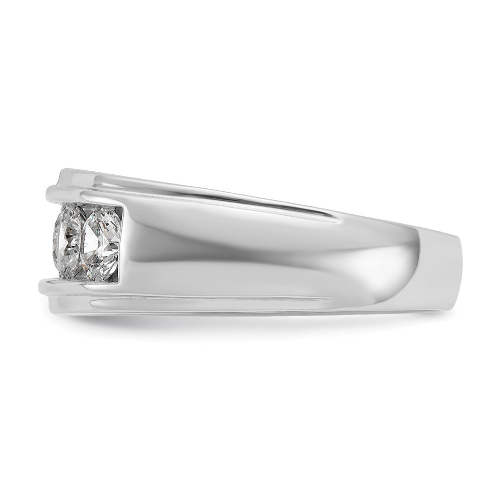 IBGoodman 14k White Gold Men's Polished and Grooved 5-Stone 1 1/5 Carat AA Quality Diamond Ring