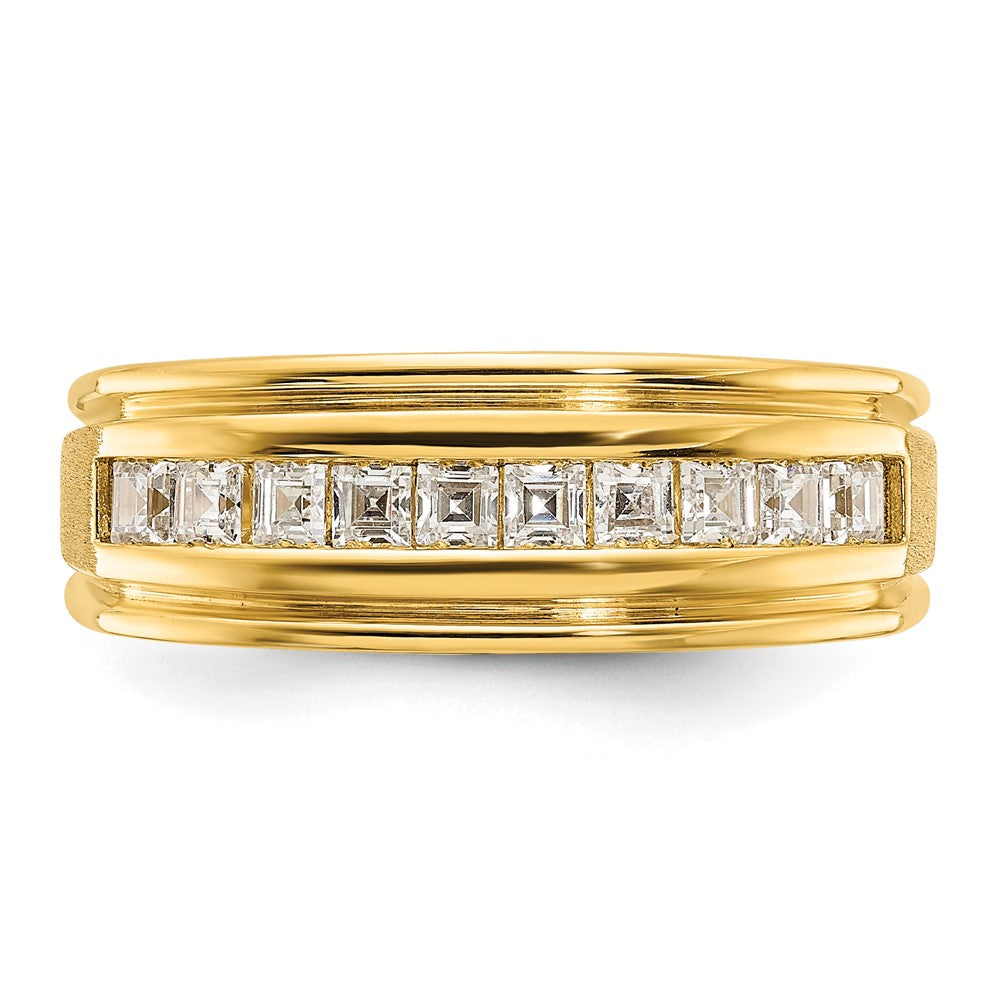 IBGoodman 14k Men's Polished and Satin Square 10-Stone Ring Mounting