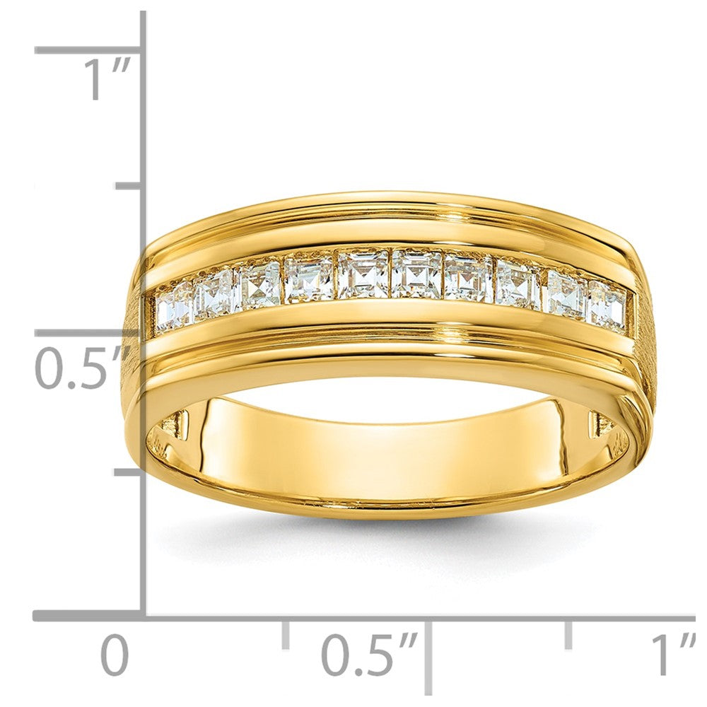 IBGoodman 14k Men's Polished and Satin Square 10-Stone Ring Mounting