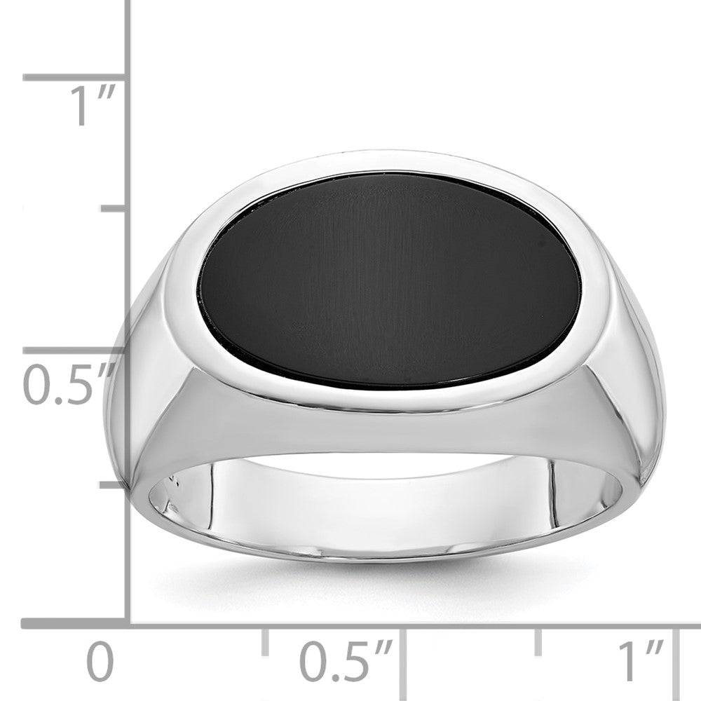 14k White Gold IBGoodman Men's East-West Oval Onyx Complete Ring