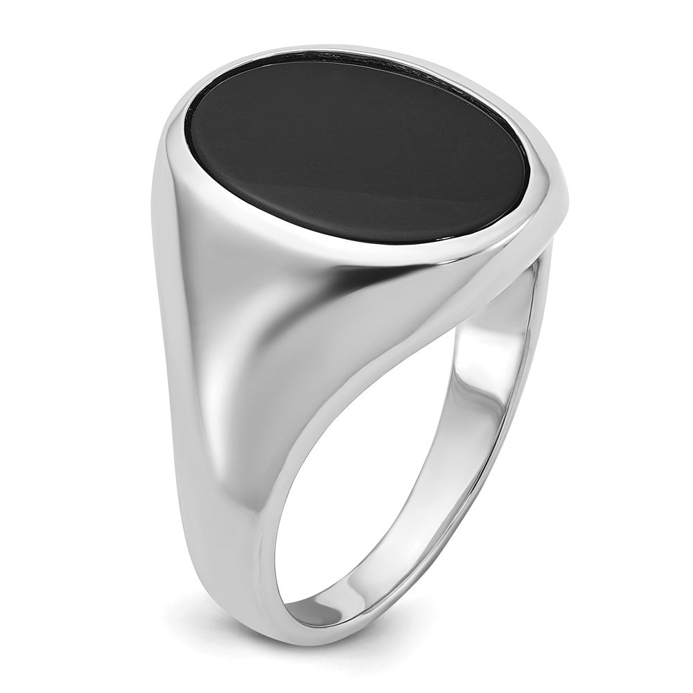 14k White Gold IBGoodman Men's Oval Onyx Complete Ring