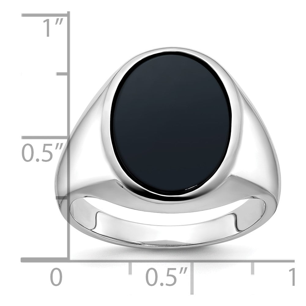 14k White Gold IBGoodman Men's Oval Onyx Complete Ring