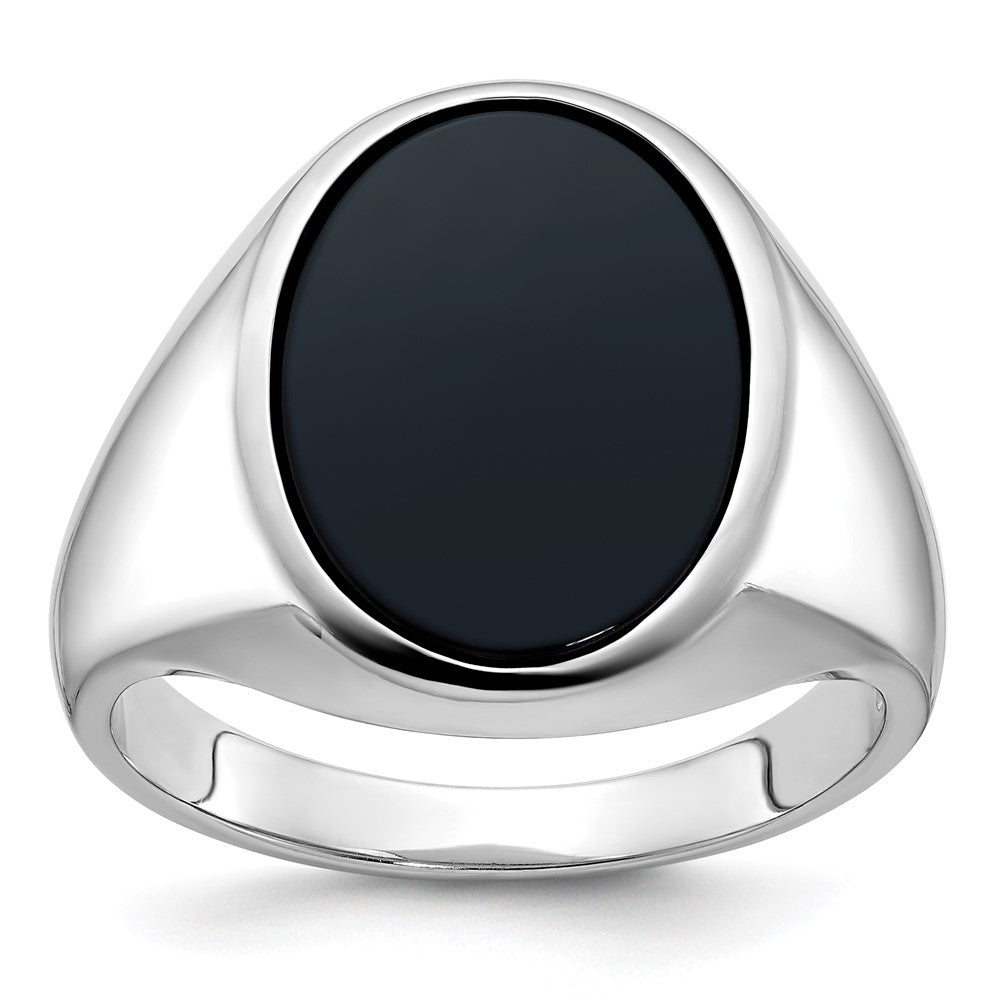 14k White Gold IBGoodman Men's Oval Gemstone Ring Mounting