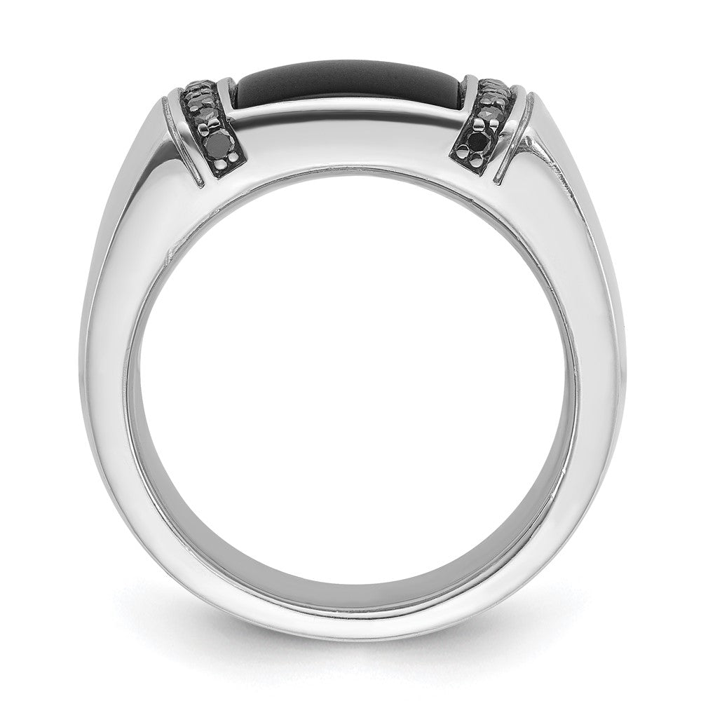 14k White Gold IBGoodman Men's Onyx and 1/4 carat Black Diamond Complete Ring