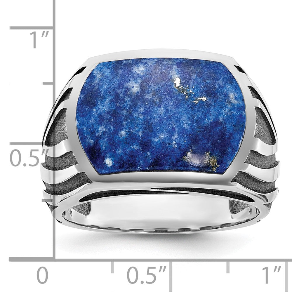 14k White Gold with Black Rhodium IBGoodman Men's Lapis Complete Ring