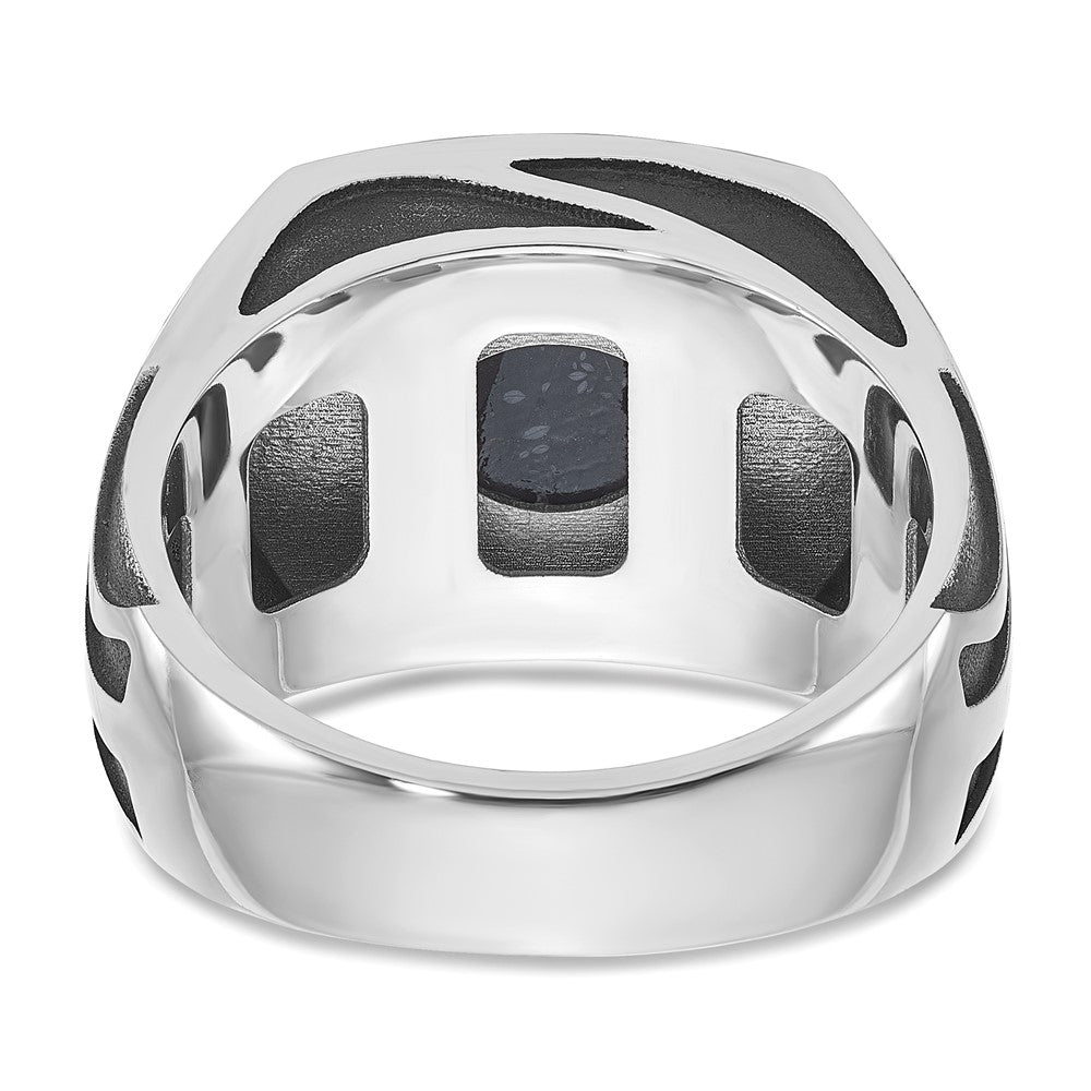 14k White Gold with Black Rhodium IBGoodman Men's Onyx Complete Ring