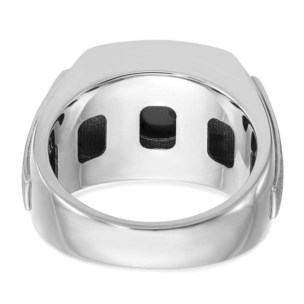 IBGoodman 14k White Gold Men's Polished and Satin Onyx and 1/10 Carat AA Quality Diamond Ring