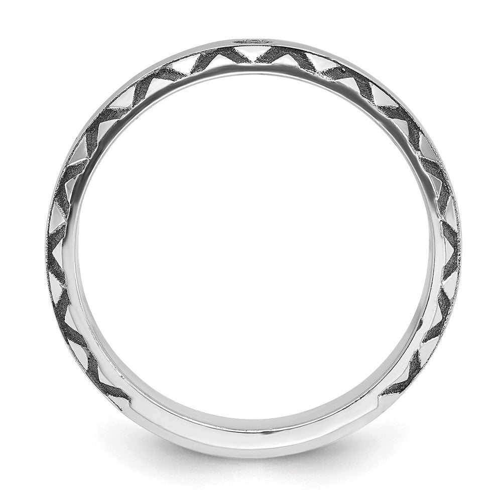 14k White Gold with Black Rhodium IBGoodman Men's Satin Diamond Complete Ring
