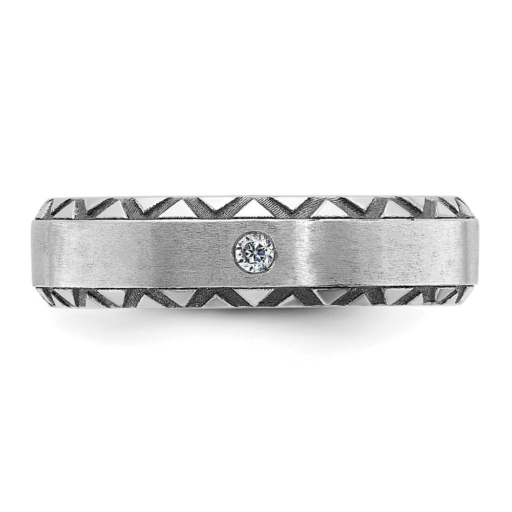14k White Gold with Black Rhodium IBGoodman Men's Satin Diamond Complete Ring