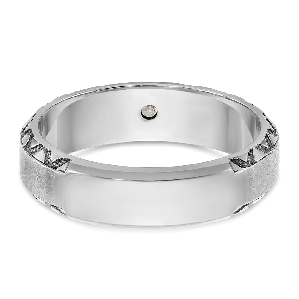 14k White Gold with Black Rhodium IBGoodman Men's Satin Diamond Complete Ring
