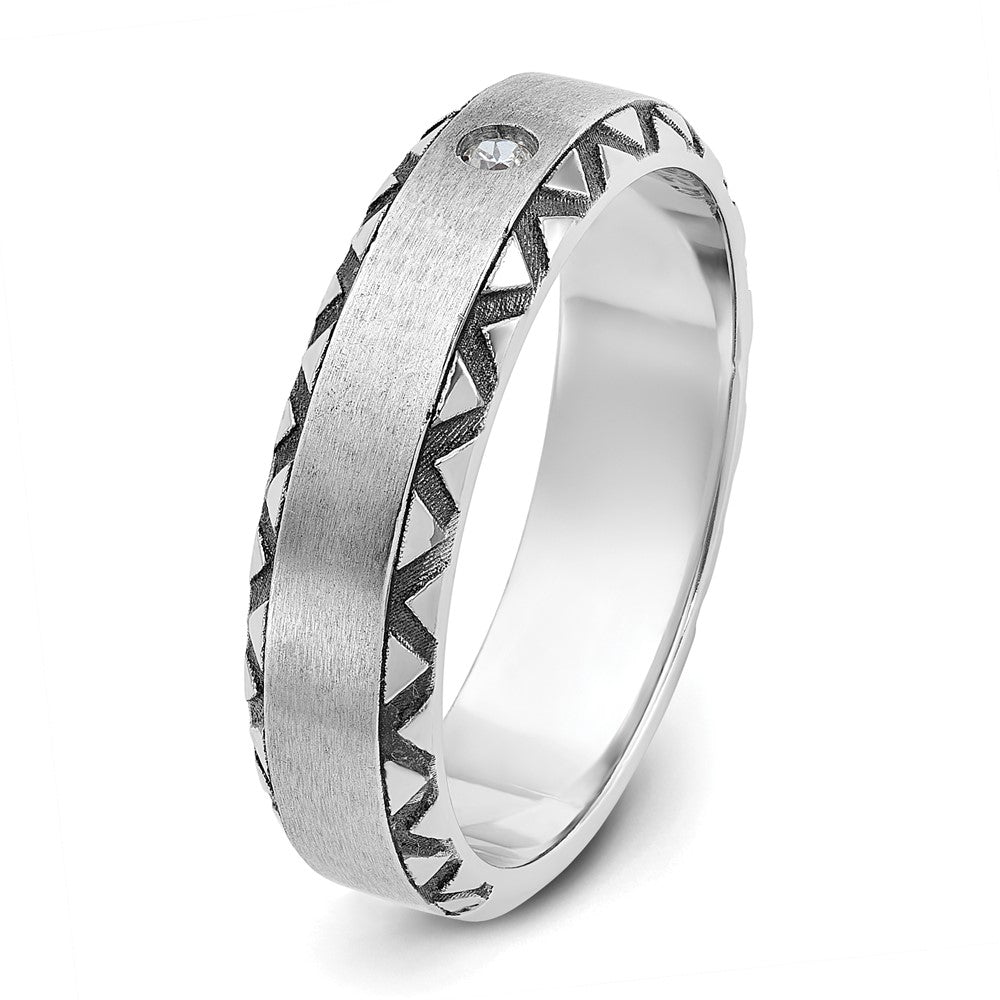 14k White Gold with Black Rhodium IBGoodman Men's Satin Diamond Complete Ring