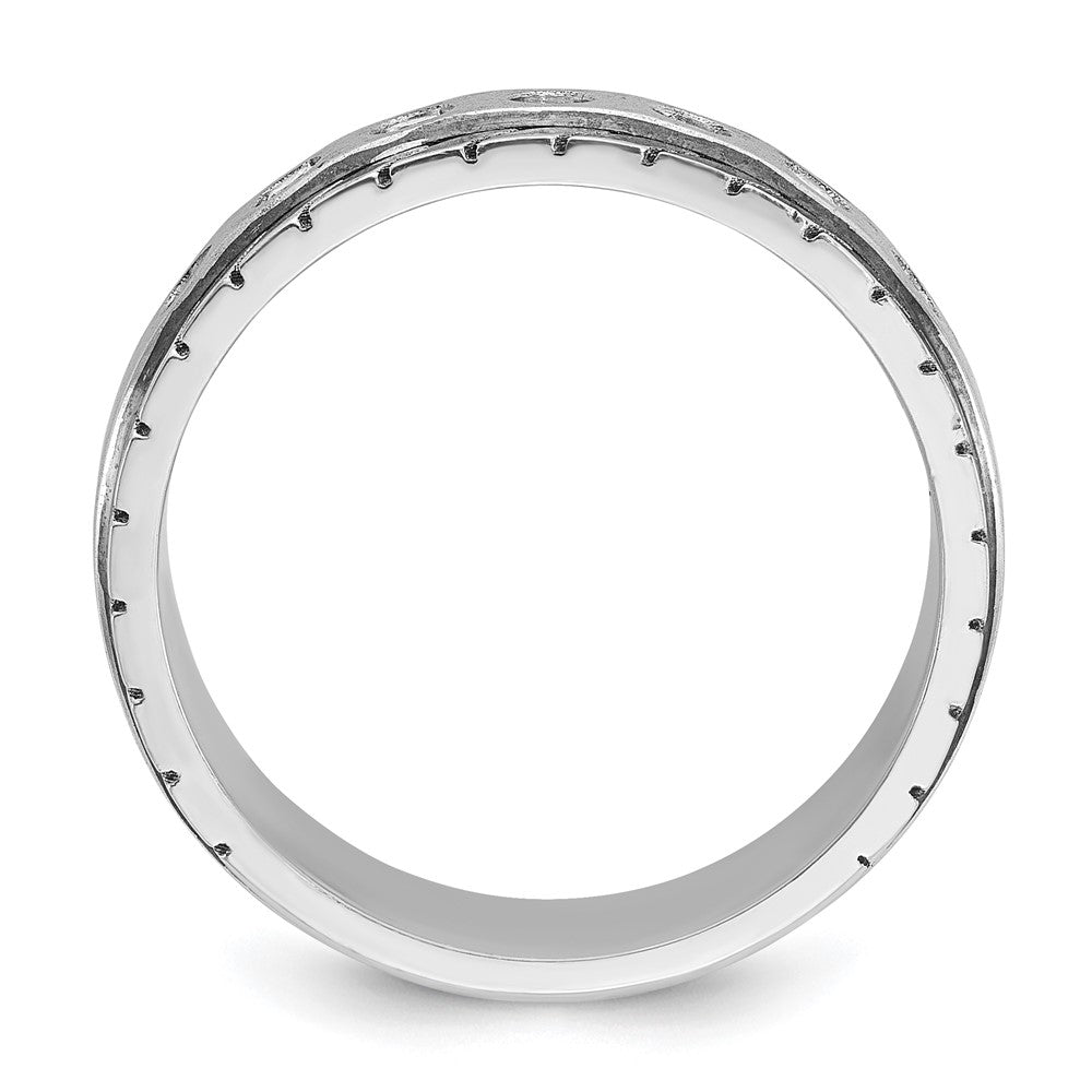 14k White Gold IBGoodman Men's Polished and Satin 1/4 carat Diamond Complete Ring