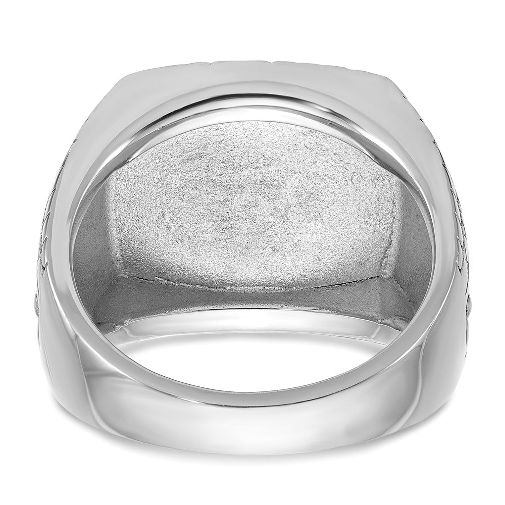 14k White Gold IBGoodman Men's Antiqued Onyx Complete Star Ring