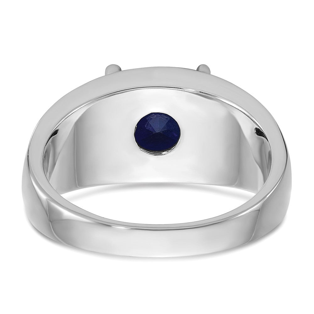14k White Gold with Black Rhodium IBGoodman Men's Created Sapphire Complete Ring