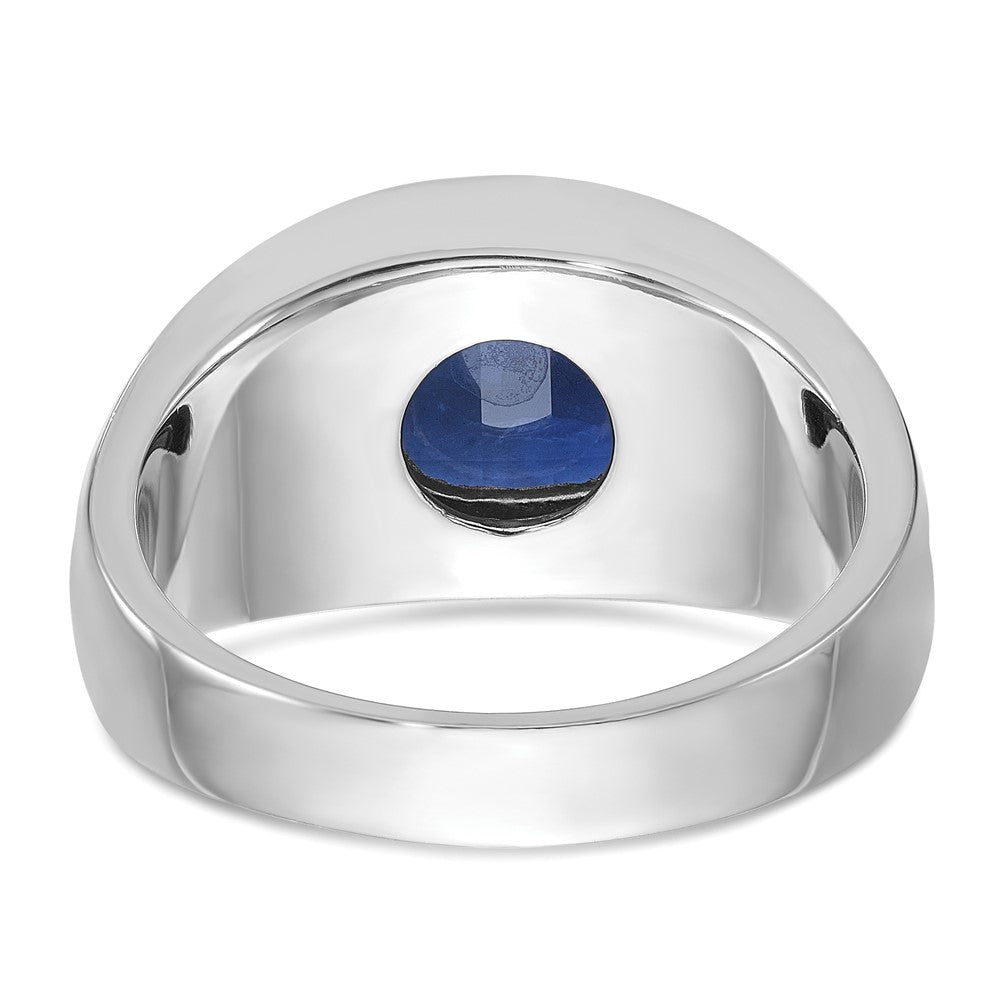 14k White Gold with Black Rhodium IBGoodman Men's Created Sapphire Complete Ring