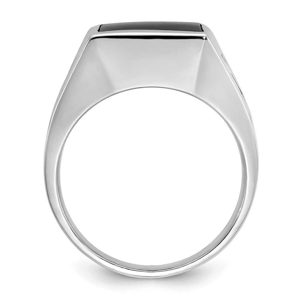 14k White Gold with Black Rhodium IBGoodman Men's Onyx Complete Ring