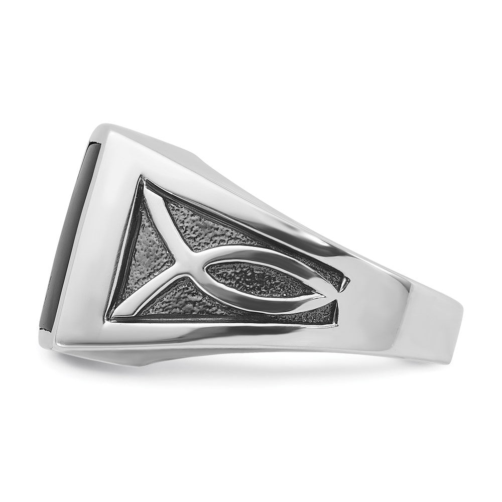 14k White Gold with Black Rhodium IBGoodman Men's Onyx Complete Ring