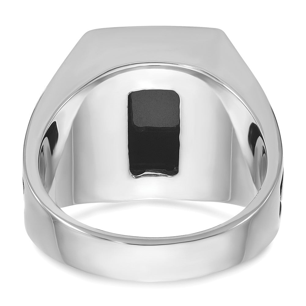 14k White Gold with Black Rhodium IBGoodman Men's Onyx Complete Ring