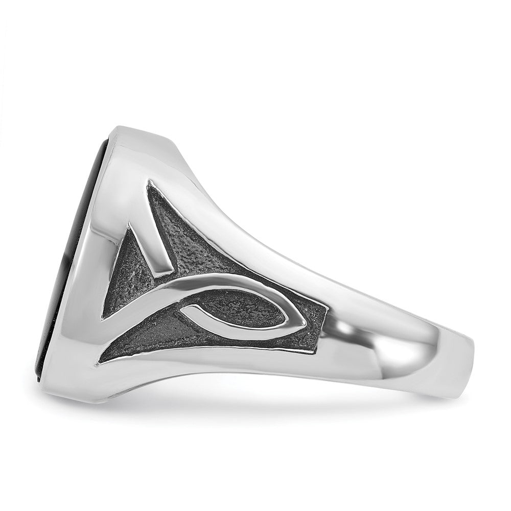 14k White Gold with Black Rhodium IBGoodman Men's Onyx Complete Ring