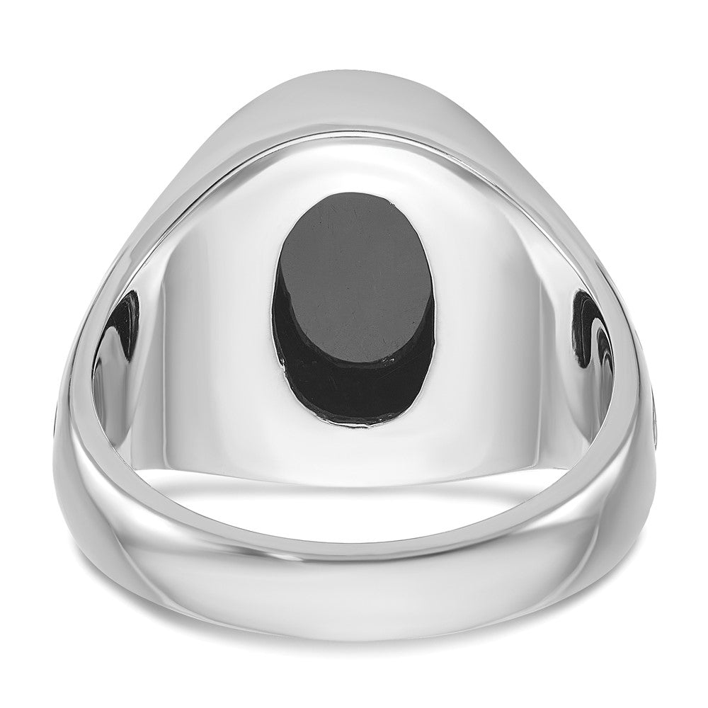 14k White Gold with Black Rhodium IBGoodman Men's Onyx Complete Ring