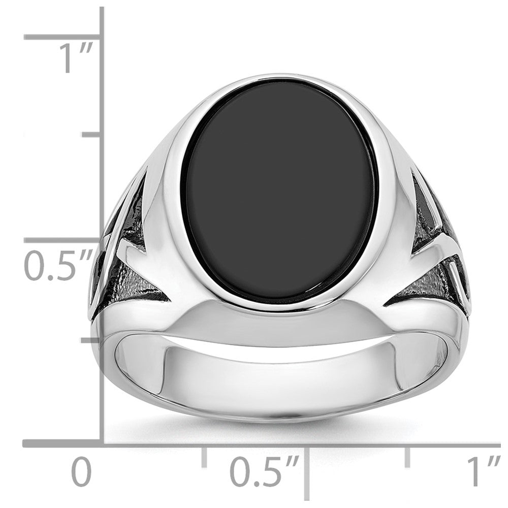 14k White Gold with Black Rhodium IBGoodman Men's Onyx Complete Ring