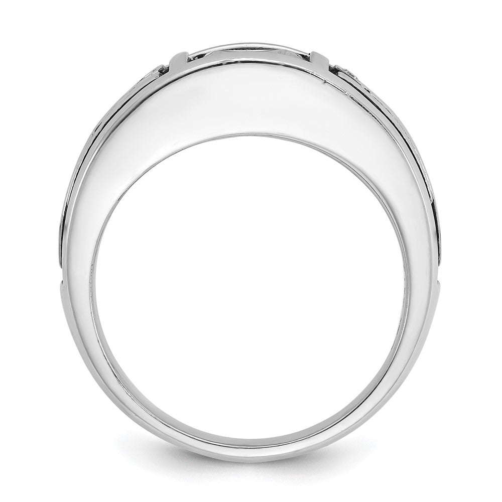 14k White Gold with Black Rhodium IBGoodman Men's Onyx and Diamond Complete Ring