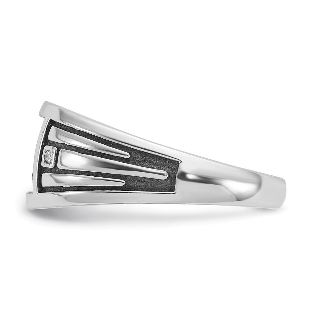14k White Gold with Black Rhodium IBGoodman Men's Onyx and Diamond Complete Ring